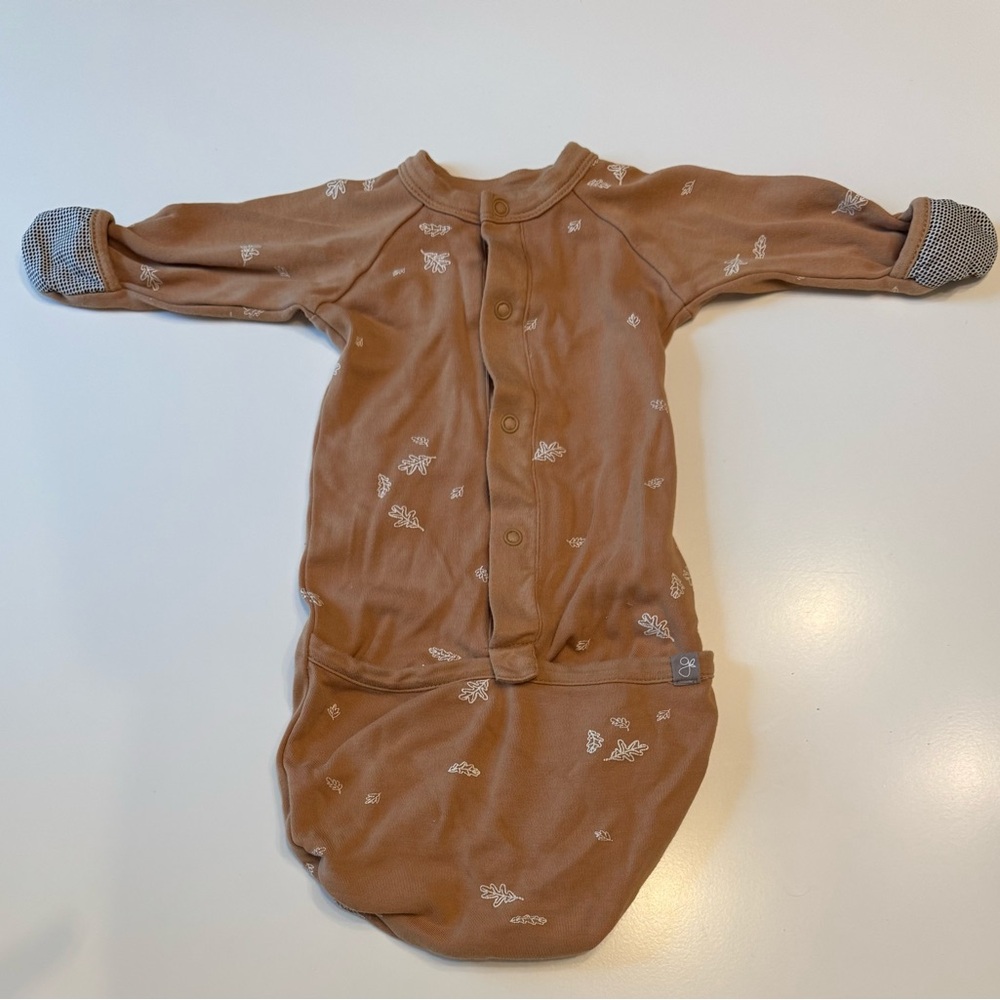 Brown Baby One Piece with Leaf Print